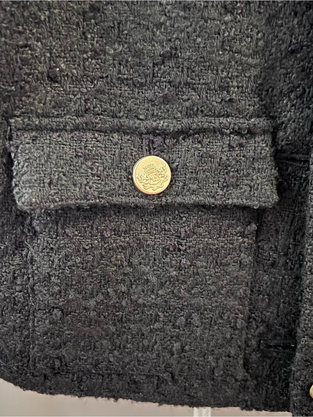 Abercrombie & Fitch Black Cropped Jacket with Gold Buttons - Picture 10 of 16